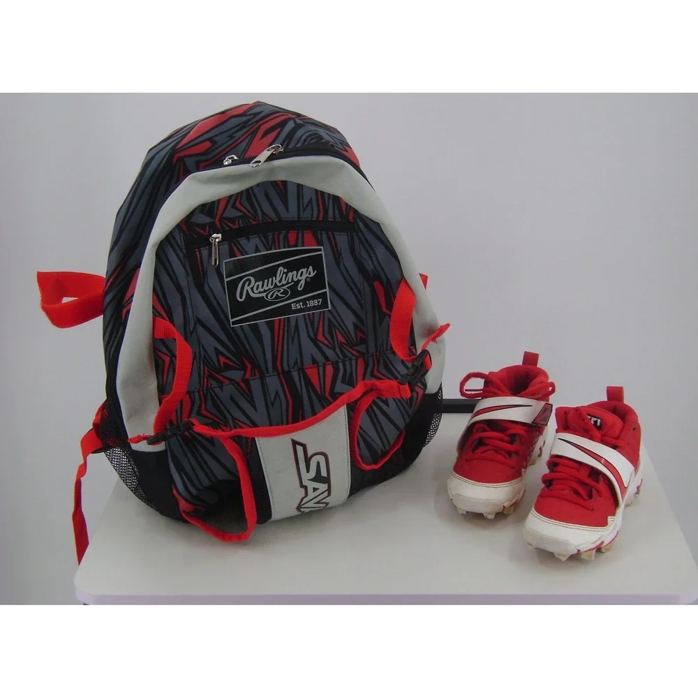 Rawlings‎ Baseball Backpack and Nike Force Trout 6 Keystone Cleats Red Size 13C